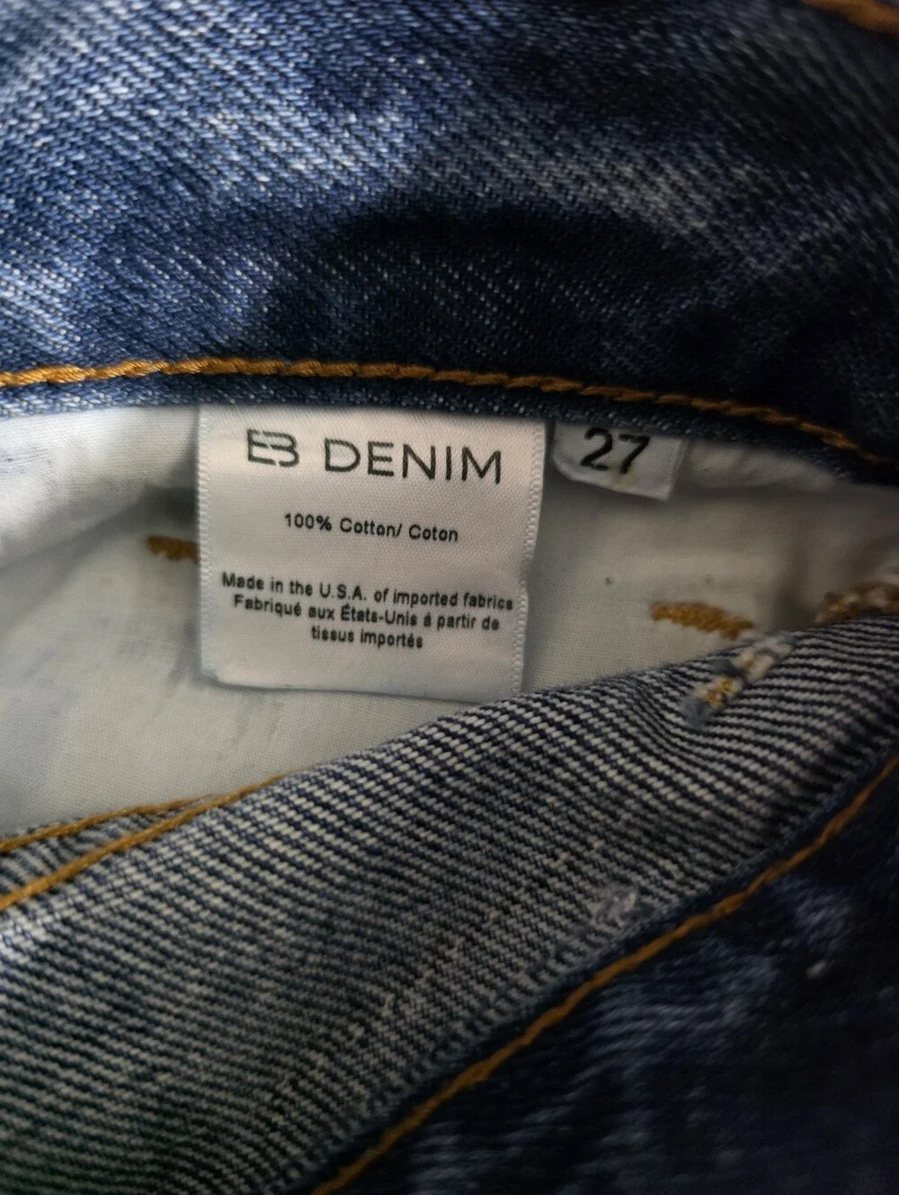 EB Denim Women's Size 27 High Rise Straight Leg Denim Jeans Split Hem Button Fly